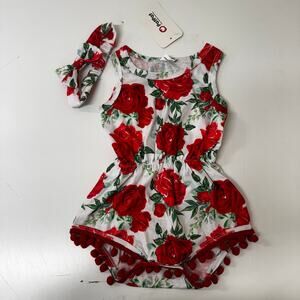 PatPat Baby Girl Rose Floral Dress w/ Matching Headband 12-18M NWT